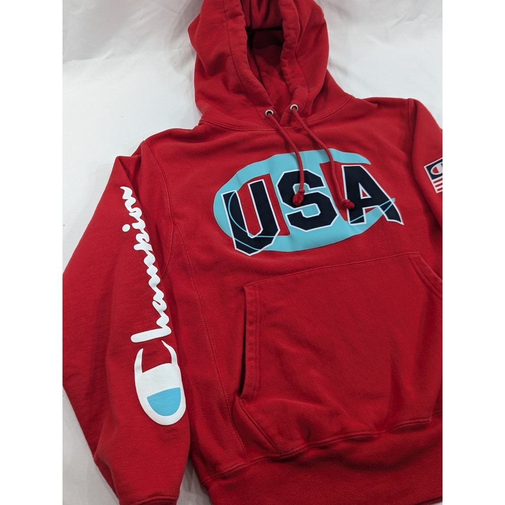 Champion Reverse‎ Weave Team USA Red Hoodie Men's Size Small Thick America